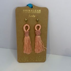 NWT SHIRALEAH CHICAGO PEACH GENESIS TASSEL CHANDELIER BEADED  DROP EARRINGS
